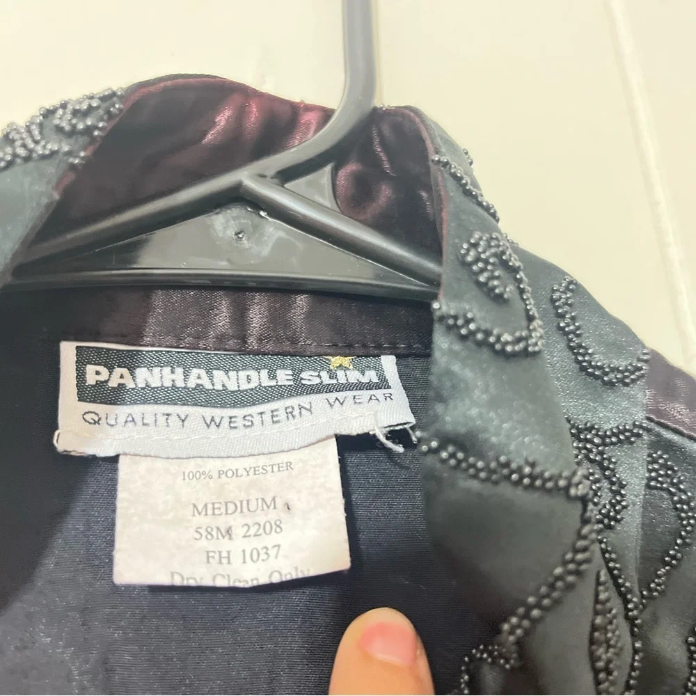 Panhandle Slim Vest Men Black Button Western Adjustable Size M
